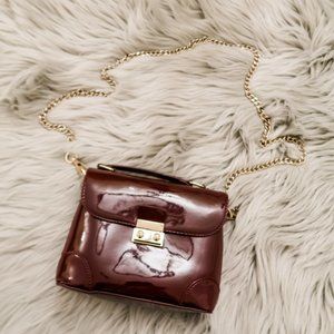 Express Small Burgundy Bag with Gold Chain